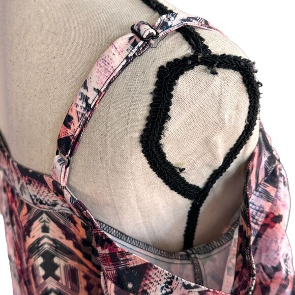 Bar III X-Small Button-Up Top Cold-Shoulder Long Ruffled Sleeve Abstract Snake - Picture 5 of 11